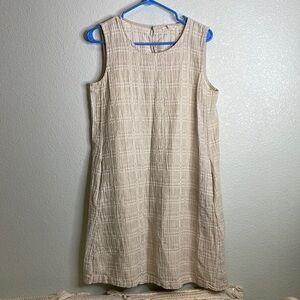 Eileen Fisher minimalist organic cotton linen pocketed dress